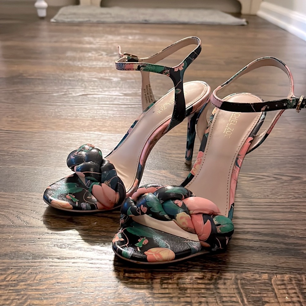 Rachel Zoe braided floral heels. Worn once.